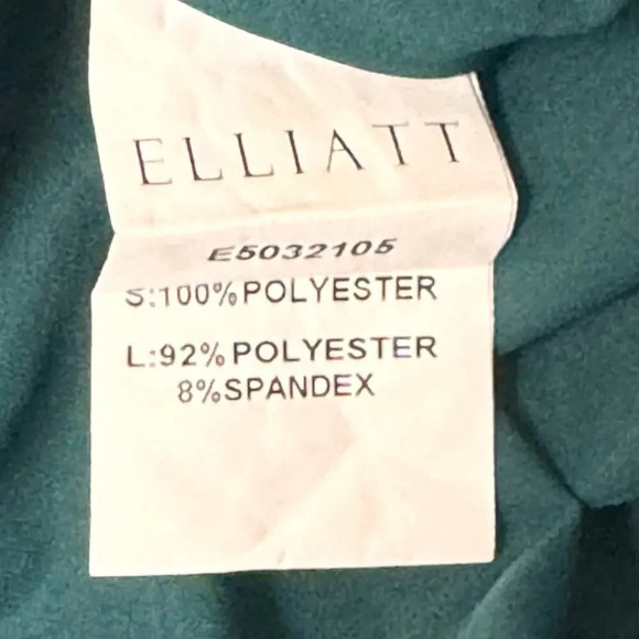 New Elliatt Cassini Emerald Green Satin One Shoulder Side Ruched Dress Women's L - Picture 13 of 14